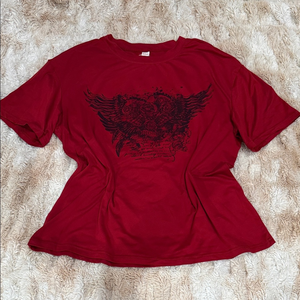 Women's Oversized Red Graphic Tee